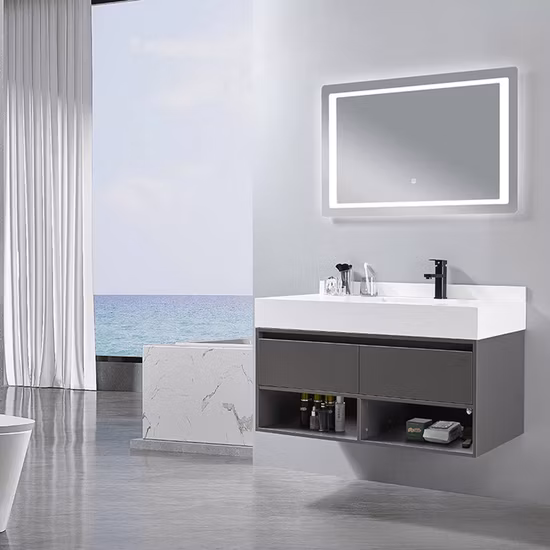 Лучшие продажи, хорошая цена, настенный подвесной туалетный столик для ванной комнаты из ПВХ, шкаф для ванной комнаты со светодиодной подсветкой и боковой шкаф