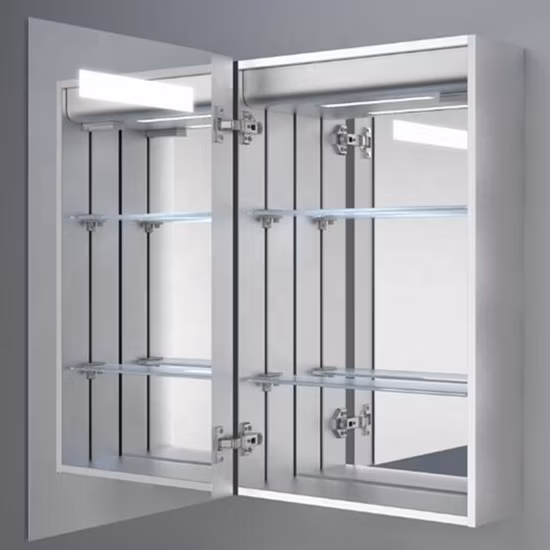 Housenwell Белый настенный светодиодный зеркальный шкаф из ПВХ для ванной комнаты